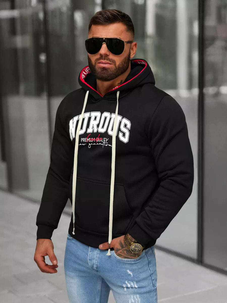 Men's black sweatshirt with a hood Nurous