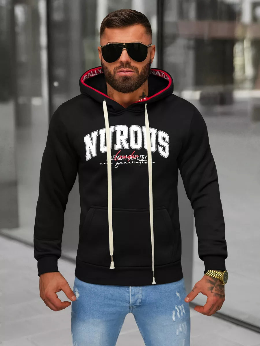 Men's black sweatshirt with a hood Nurous