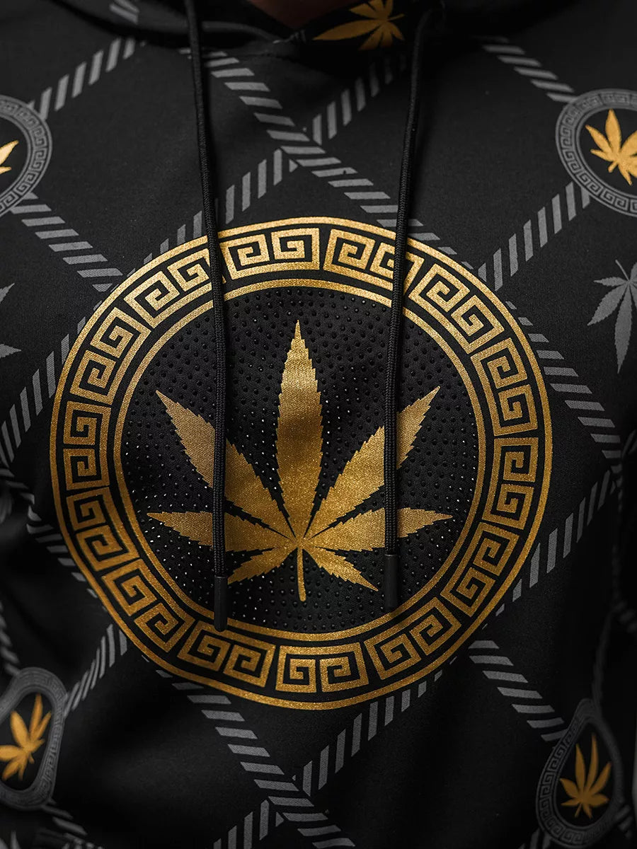 Men's black sweater with gold print Kanna