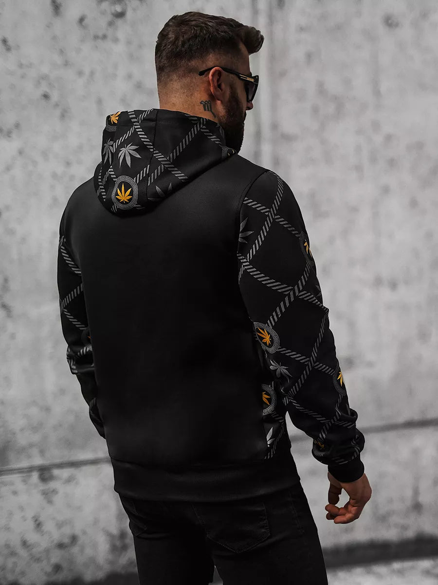 Men's black sweater with gold print Kanna
