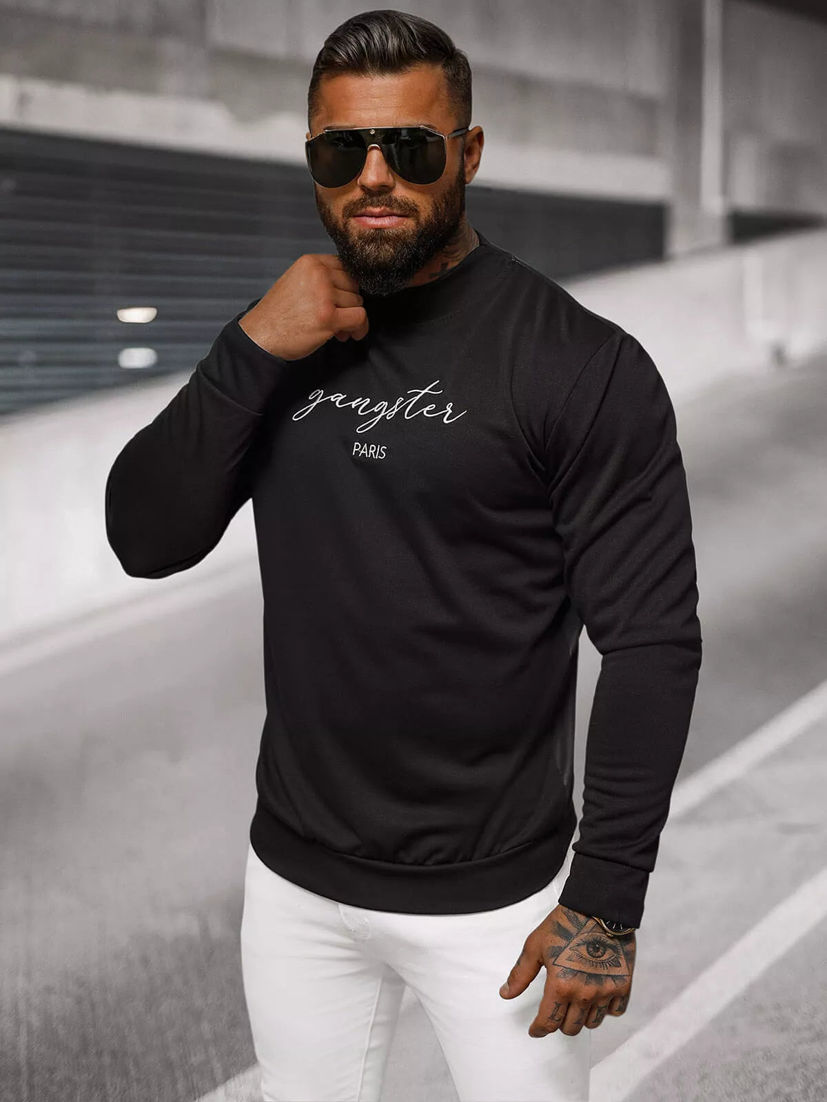 Men's black sweater Gangster