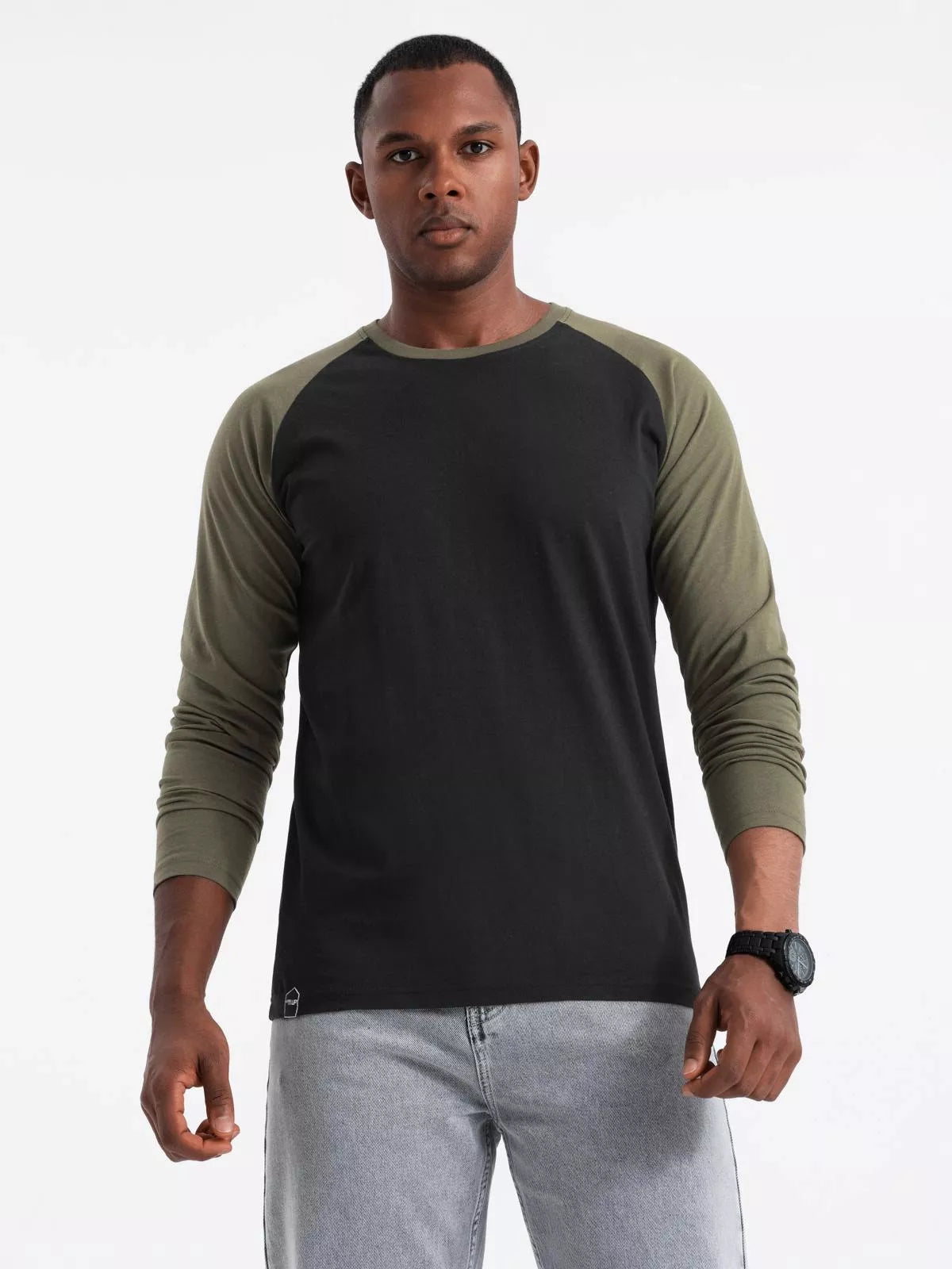 Men's black/khaki long-sleeved shirt Artur