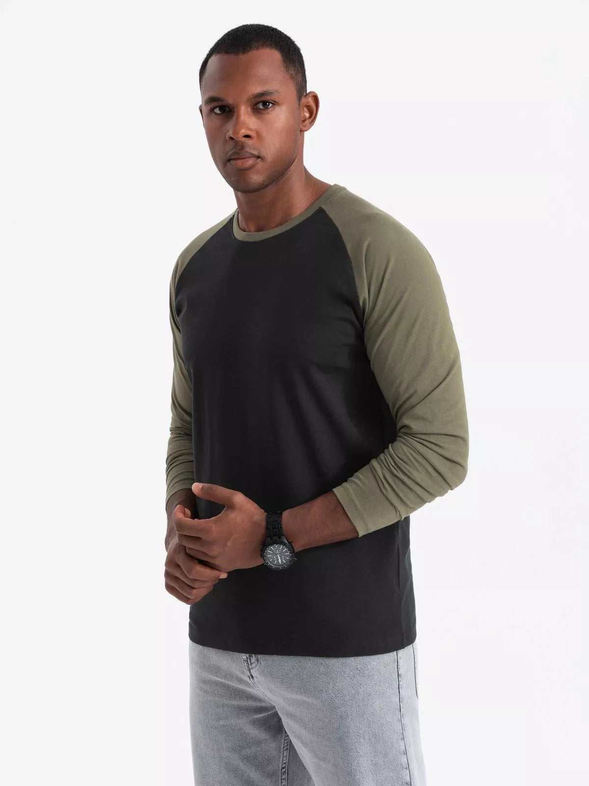 Men's black/khaki long-sleeved shirt Artur