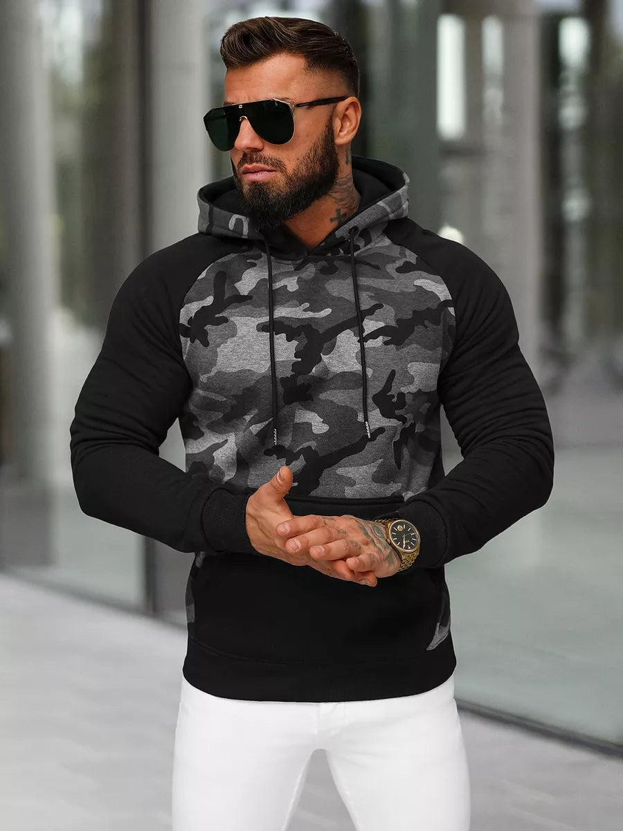 Men's black camouflage hoodie Semi