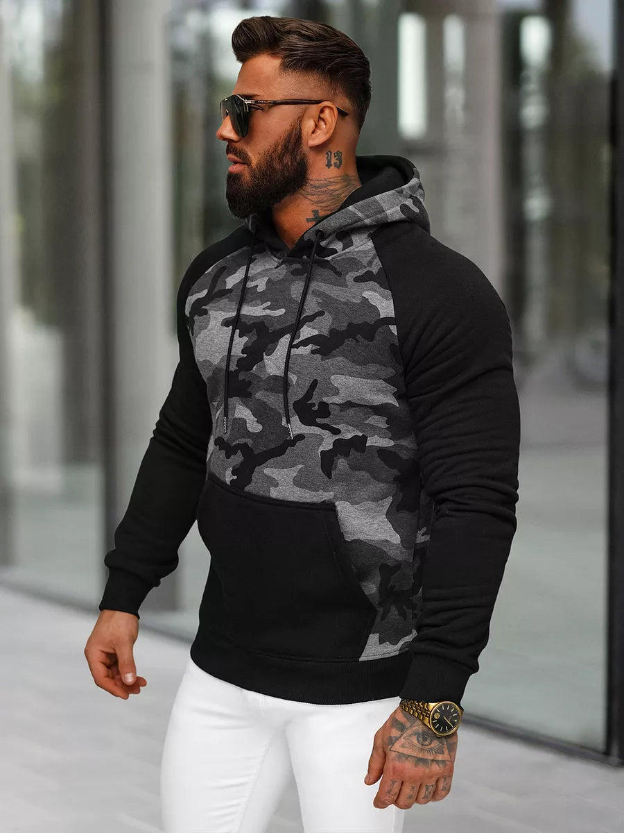 Men's black camouflage hoodie Semi
