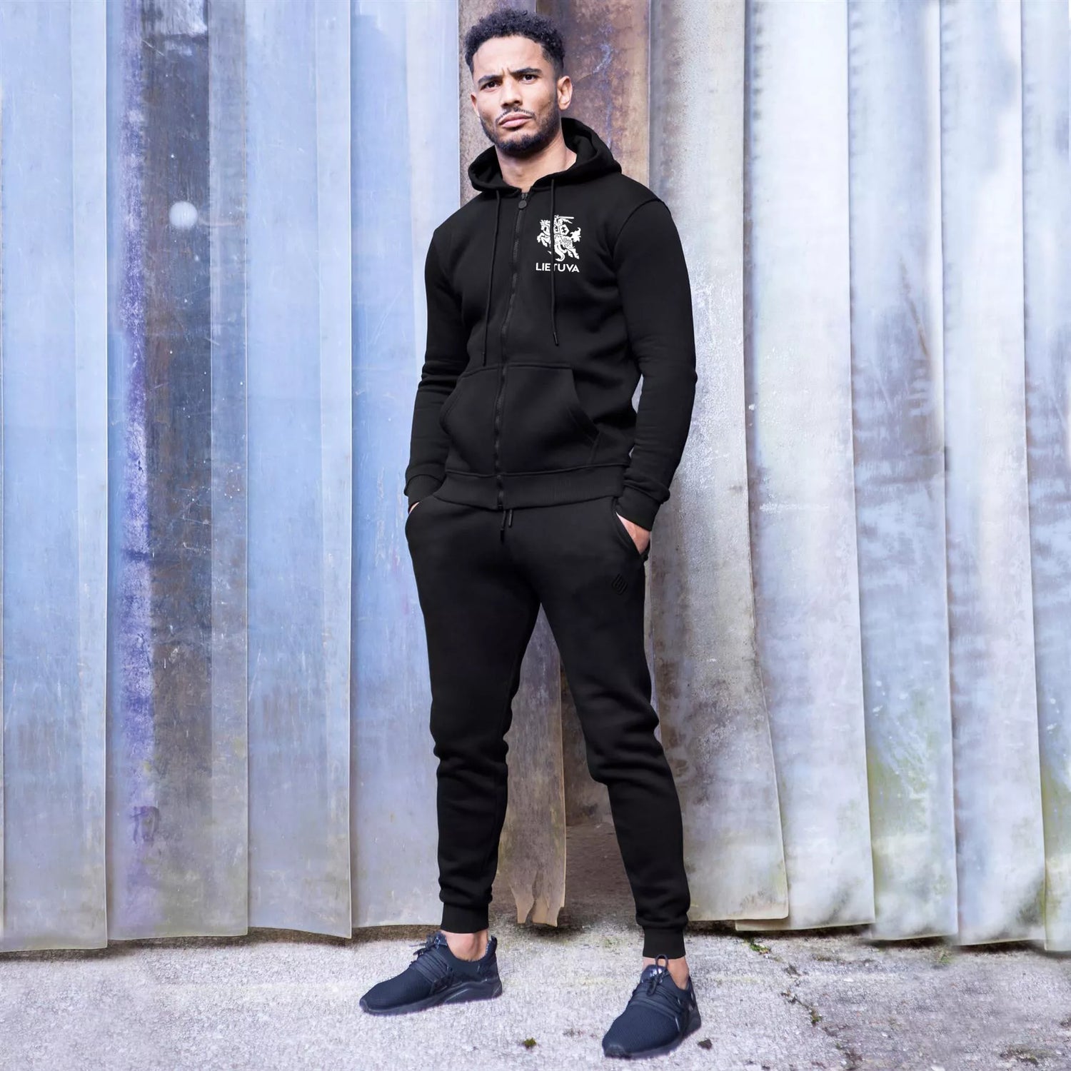 Men's black tracksuit with zipper Lithuania