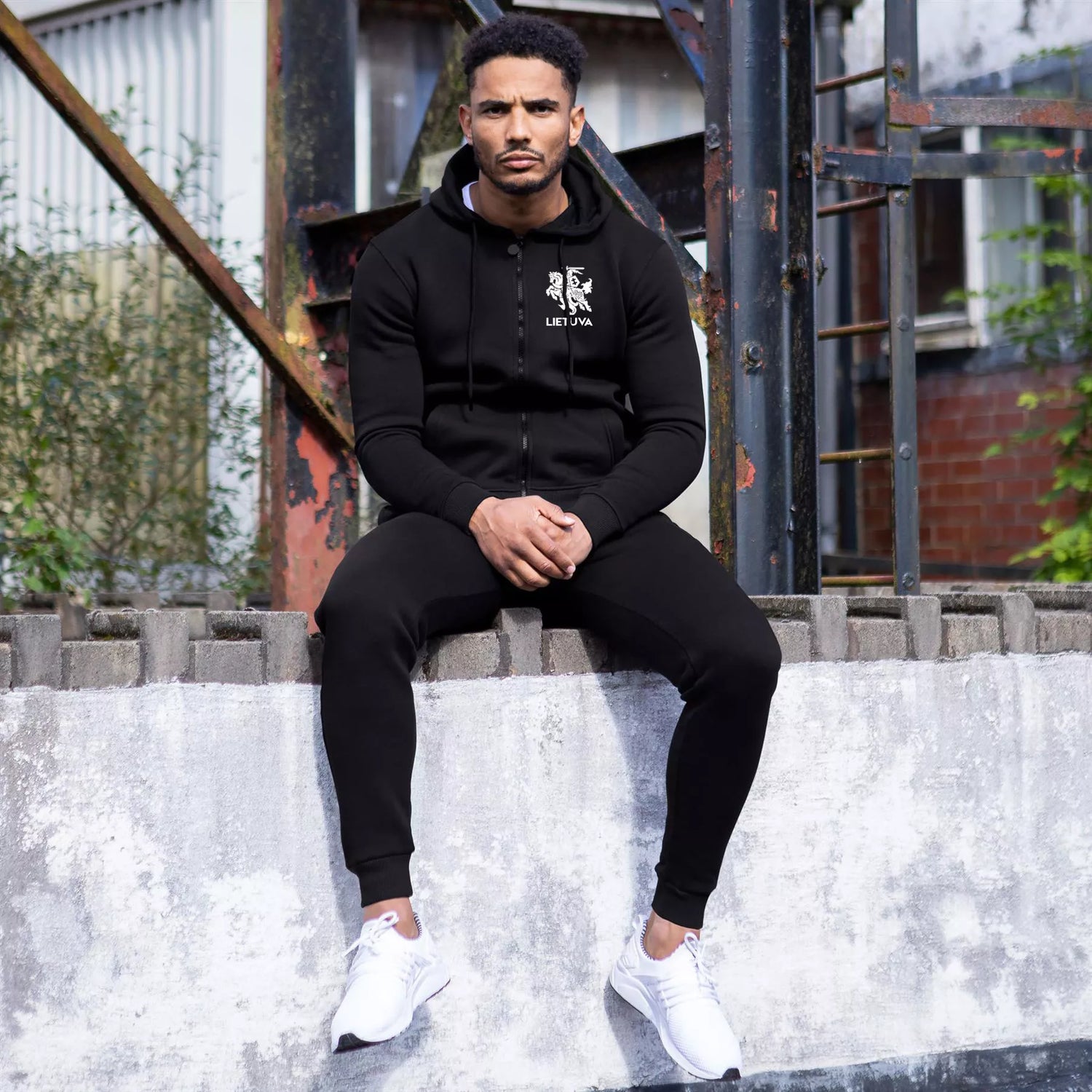 Men's black tracksuit with zipper Lithuania
