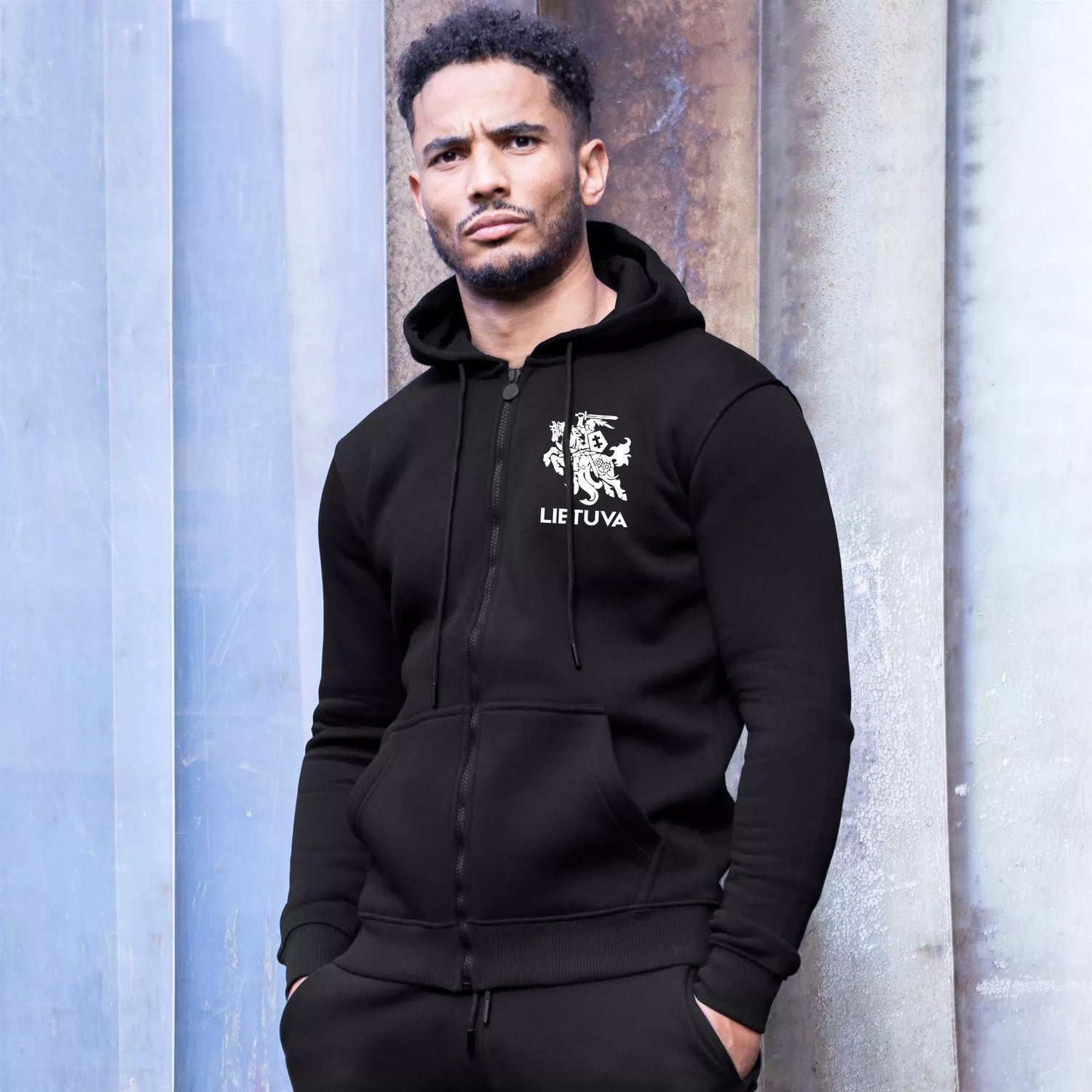 Men's black tracksuit with zipper Lithuania