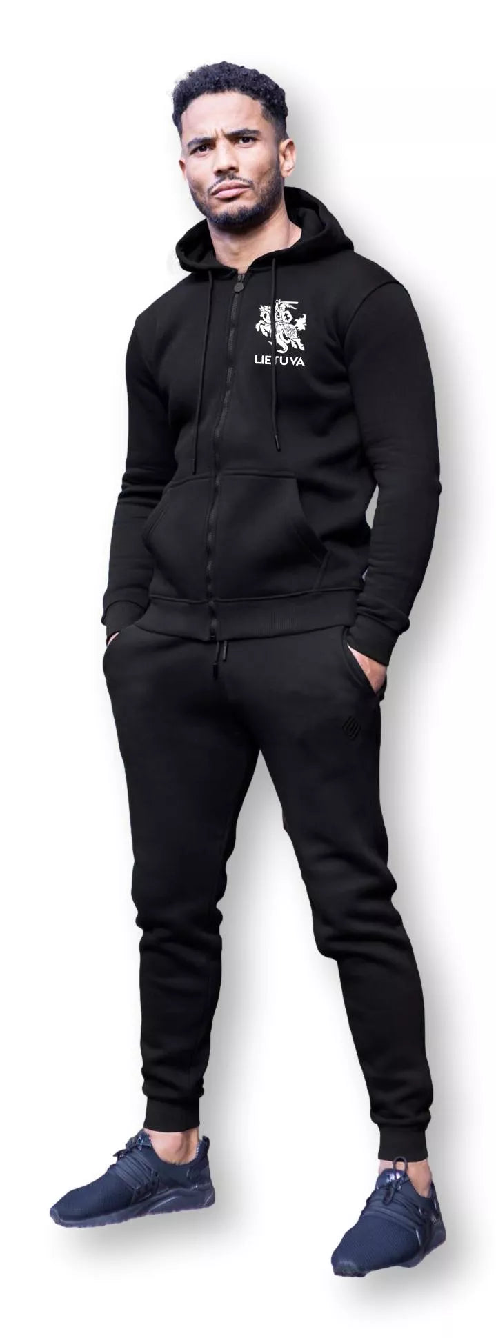 Men's black tracksuit with zipper Lithuania