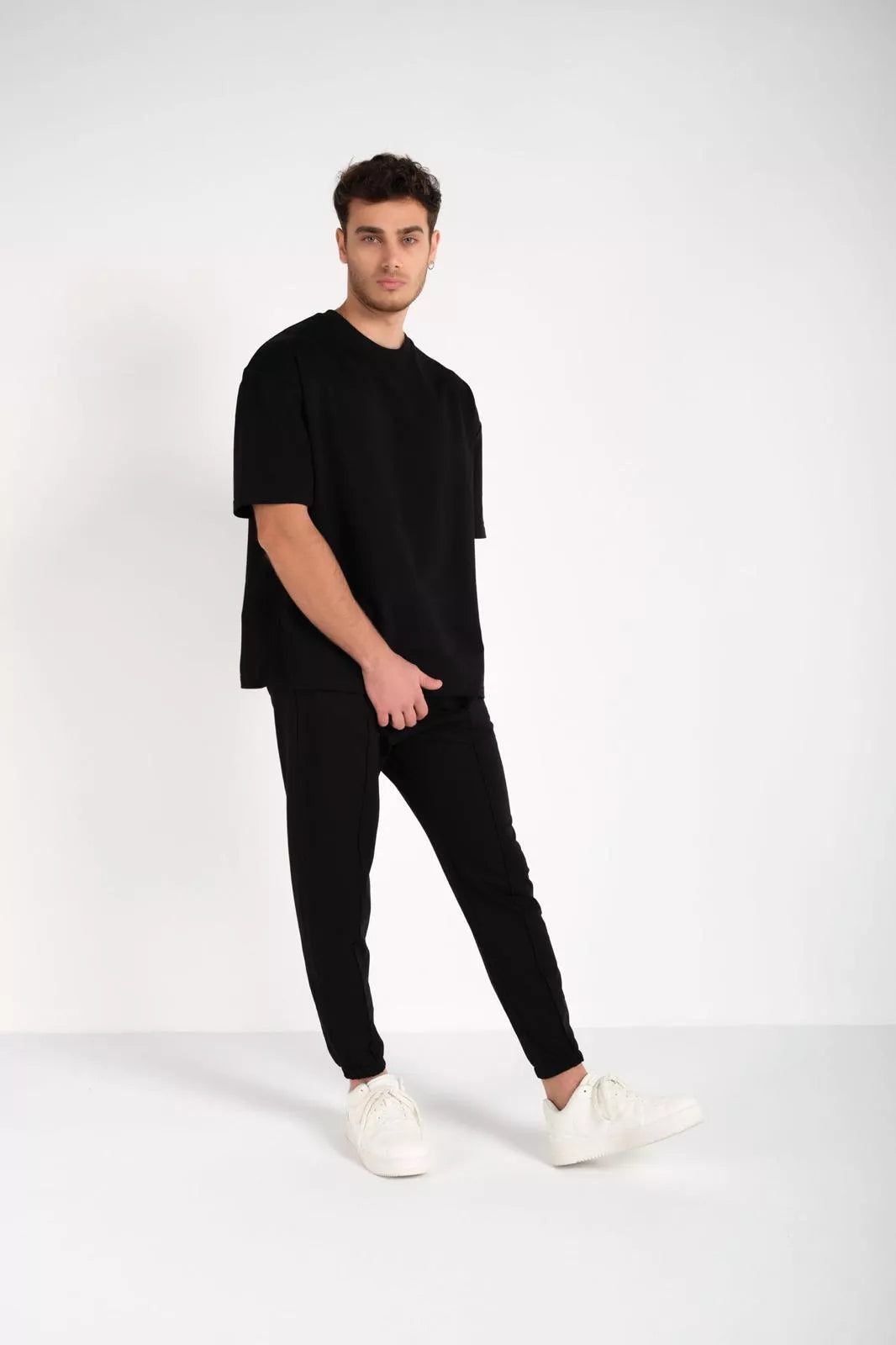 Men's black SumerTop suit.