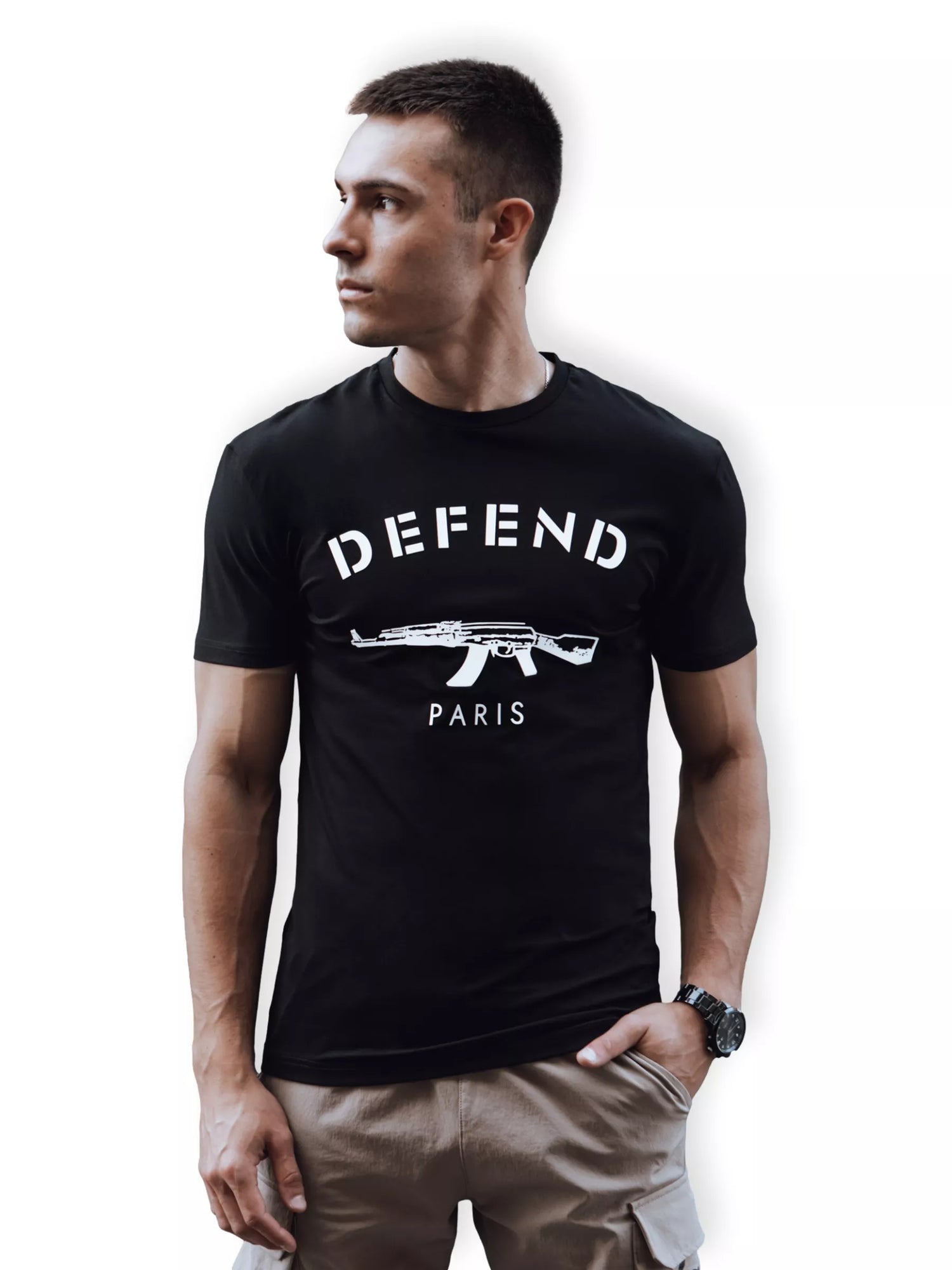 Men's black T-shirt Defend