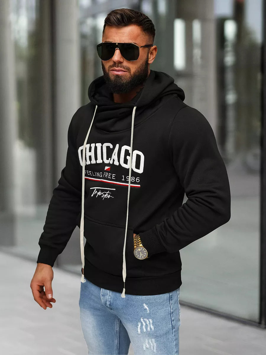 Men's black hoodie Chicago