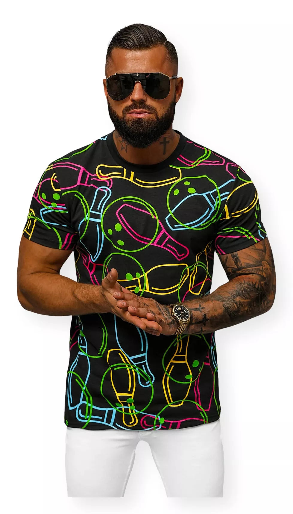 Men's black T-shirt with Goal print