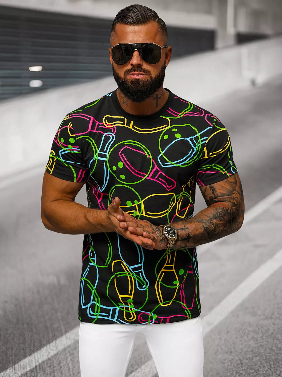 Men's black T-shirt with Goal print