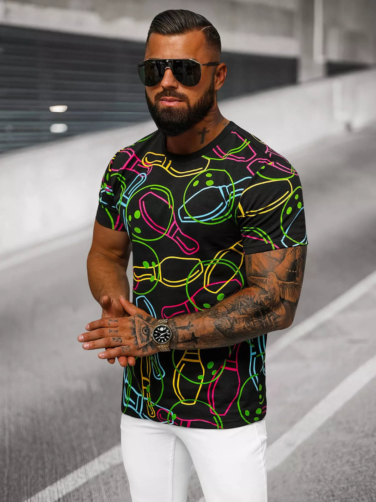 Men's black T-shirt with Goal print