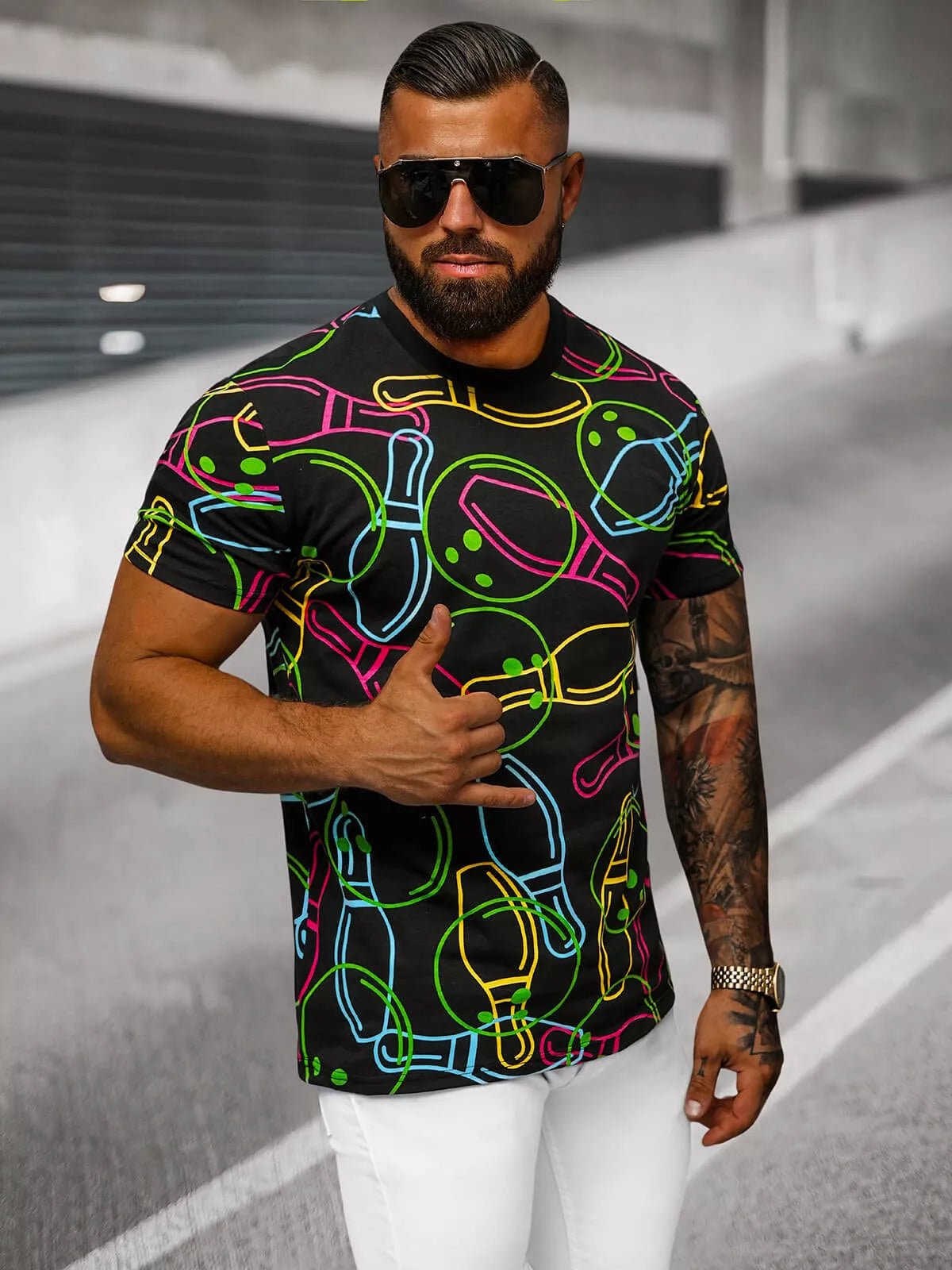 Men's black T-shirt with Goal print