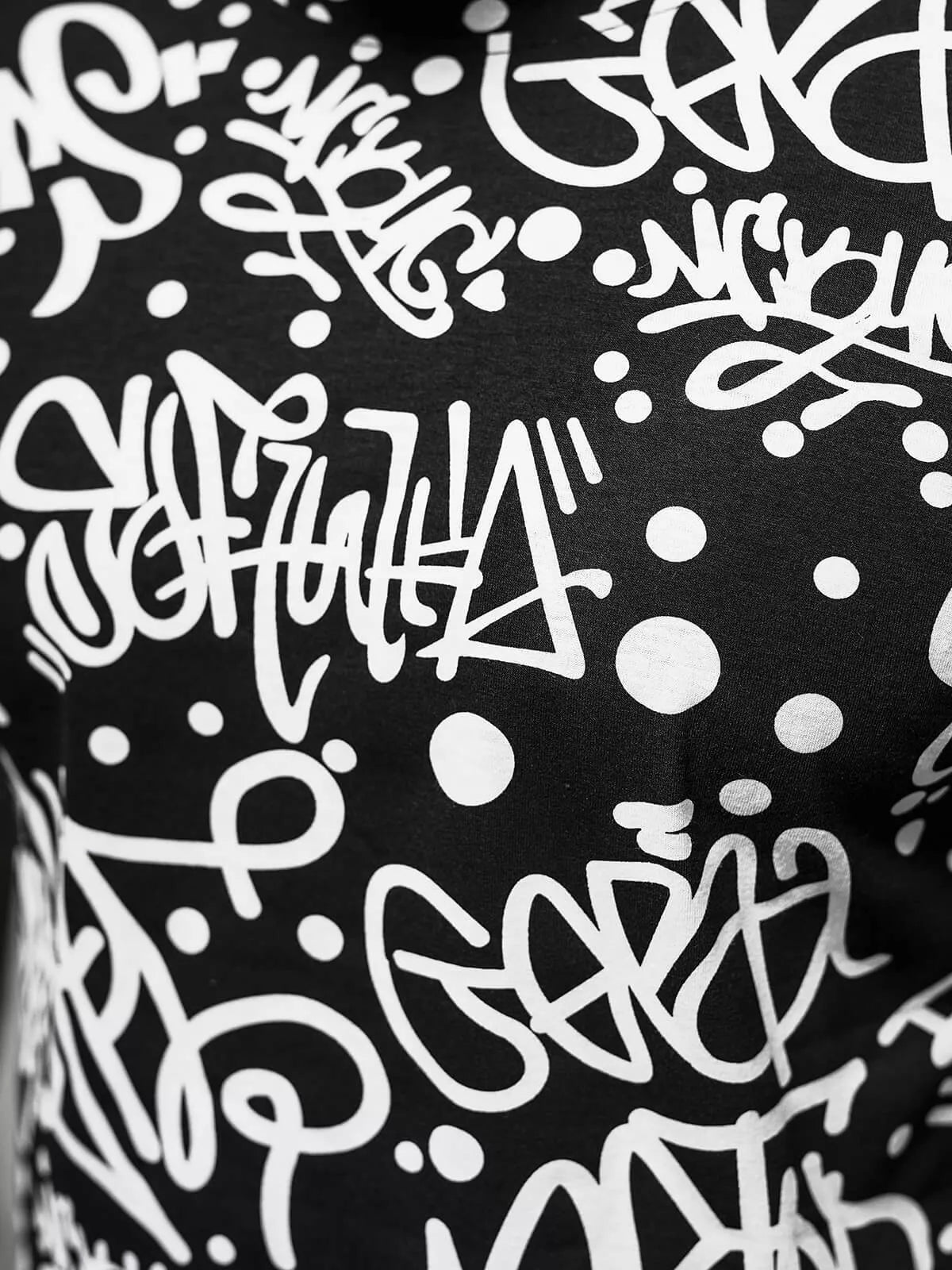 Men's black T-shirt with patterns Ginger