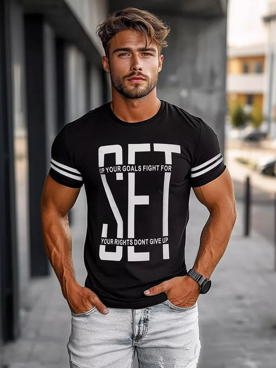 Men's black T-shirt Dont give up