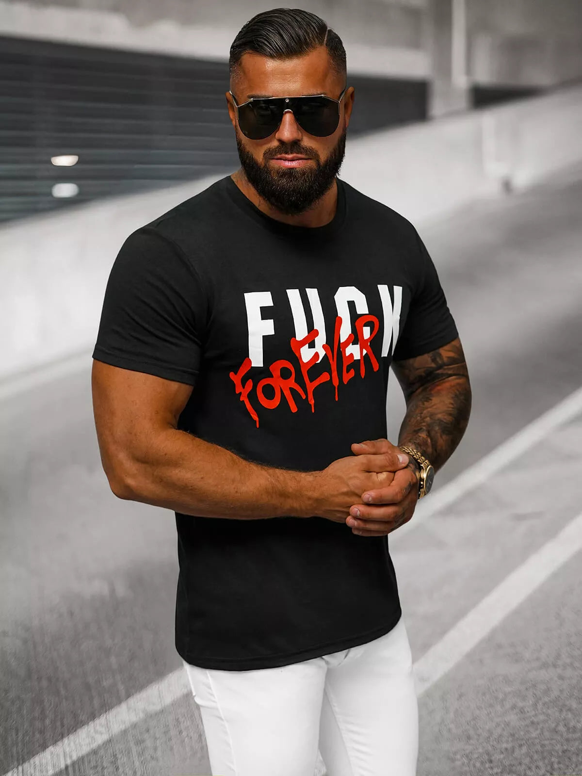 Men's black T-shirt Forever