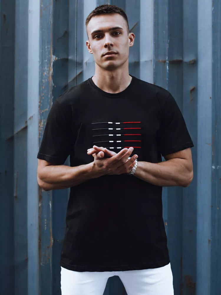 Men's black T-shirt Lines