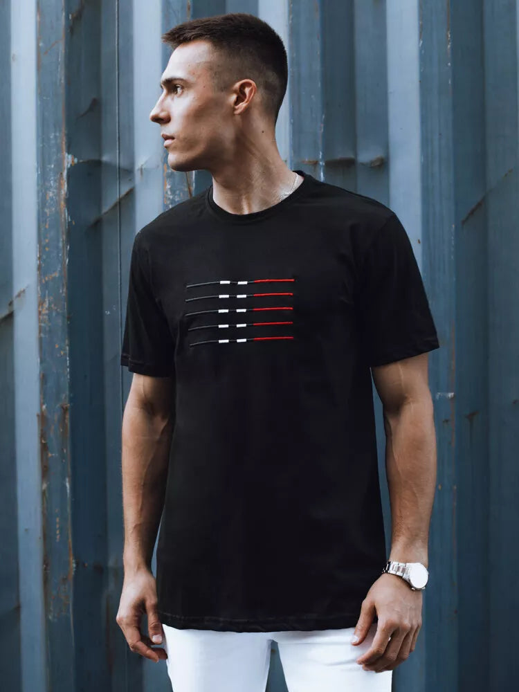 Men's black T-shirt Lines