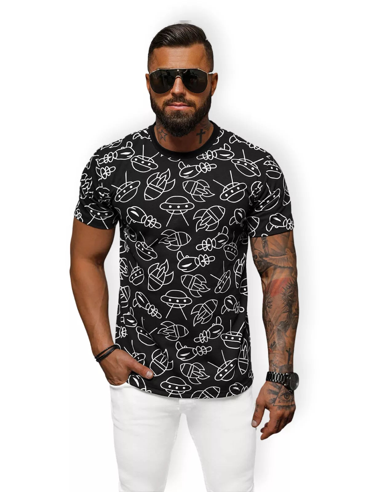 Men's black T-shirt Space