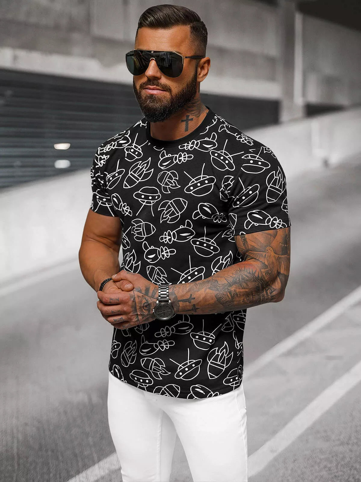 Men's black T-shirt Space