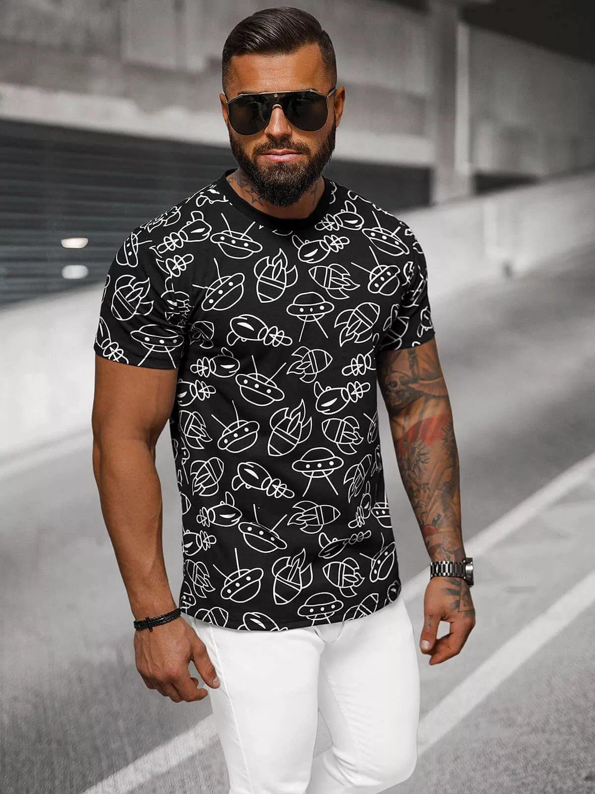 Men's black T-shirt Space