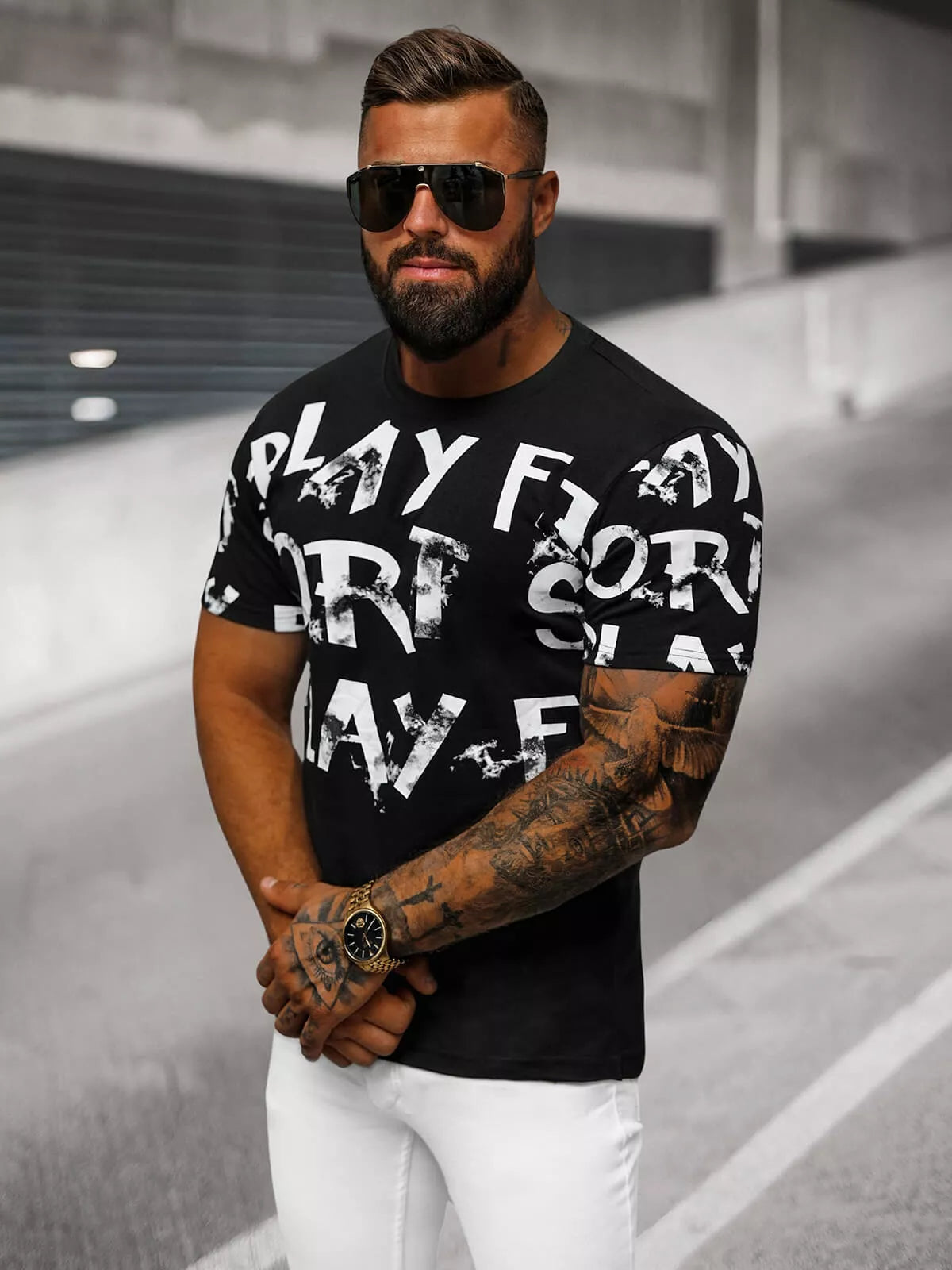 Men's black T-shirt Play
