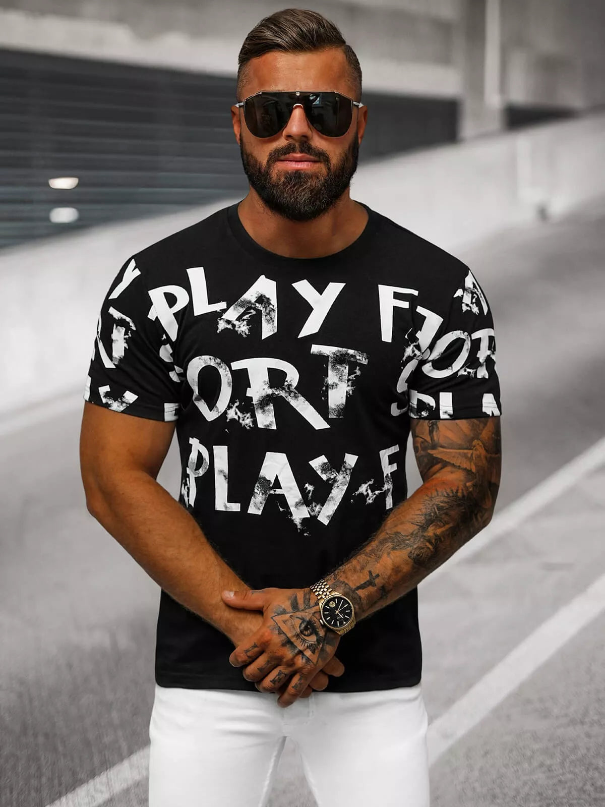 Men's black T-shirt Play