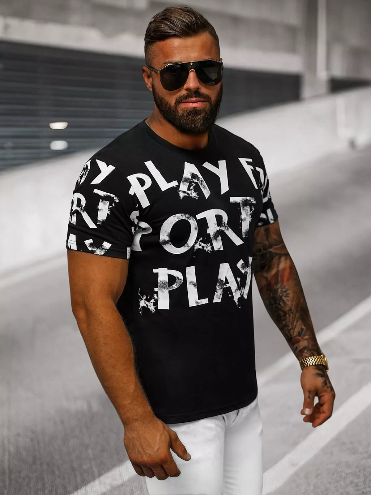 Men's black T-shirt Play