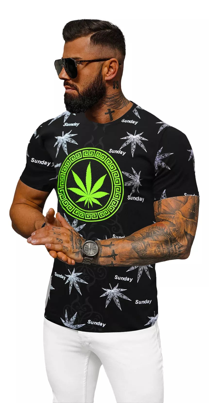 Men's black T-shirt Sunday