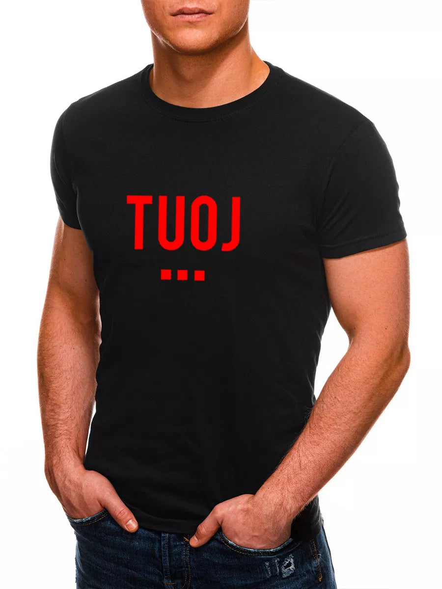 Men's black T-shirt NOW (red)