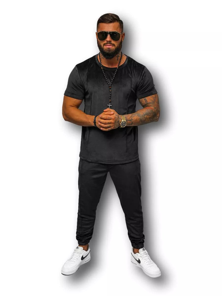 Men's black velour suit Sinor