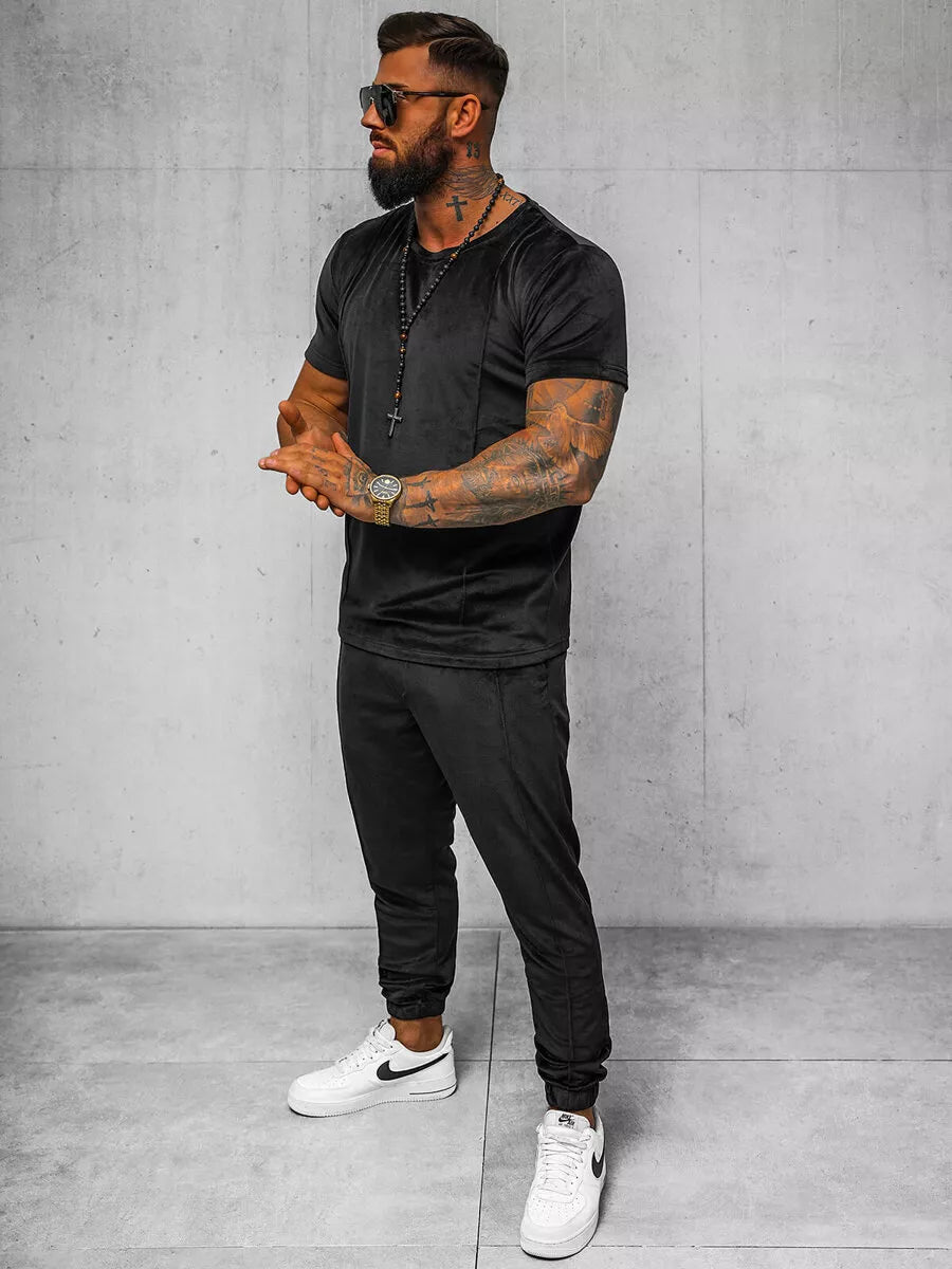 Men's black velour suit Sinor