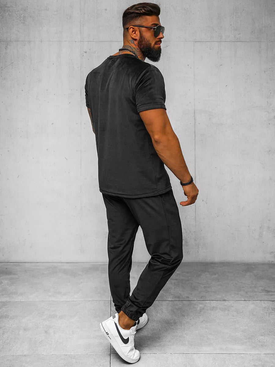 Men's black velour suit Sinor
