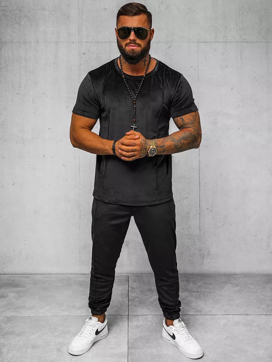 Men's black velour suit Sinor