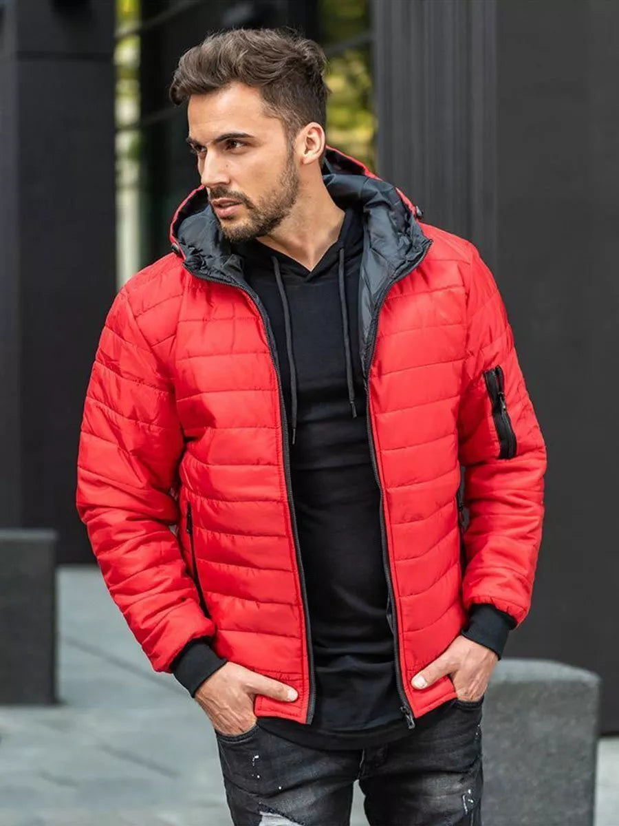 Men's spring - autumn jacket in red color Nosal