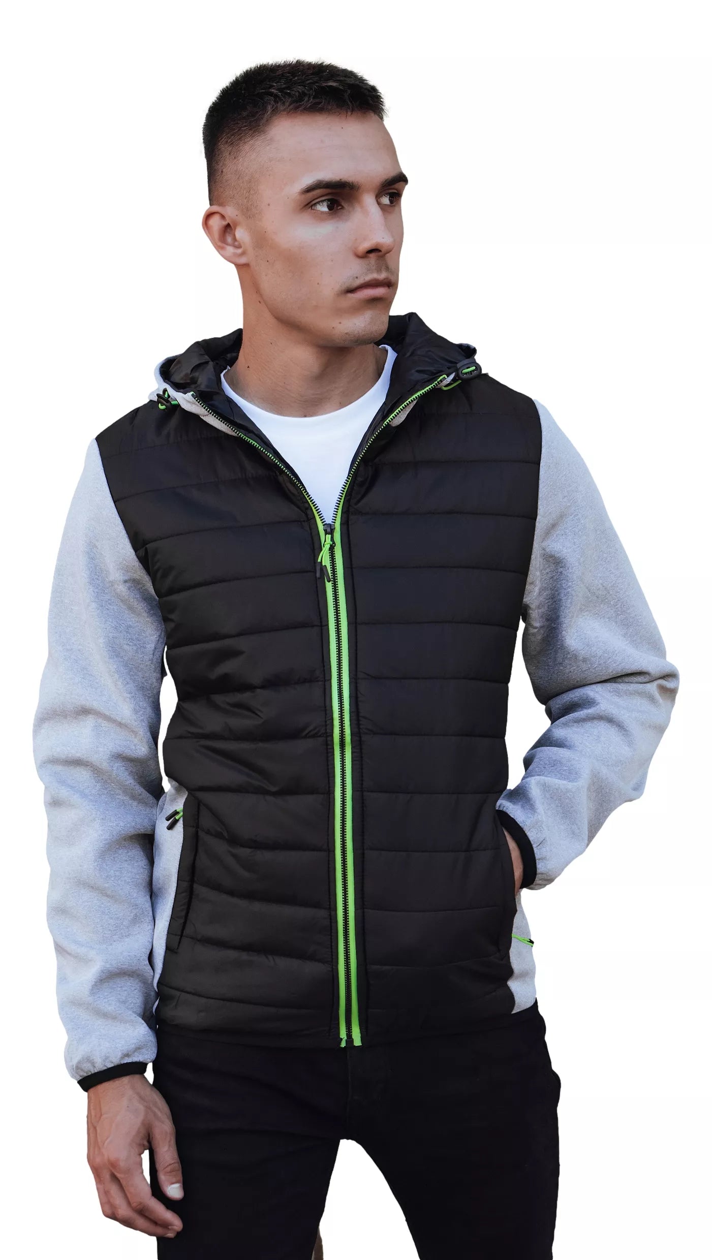 Men's gray jacket with green detail Lucas