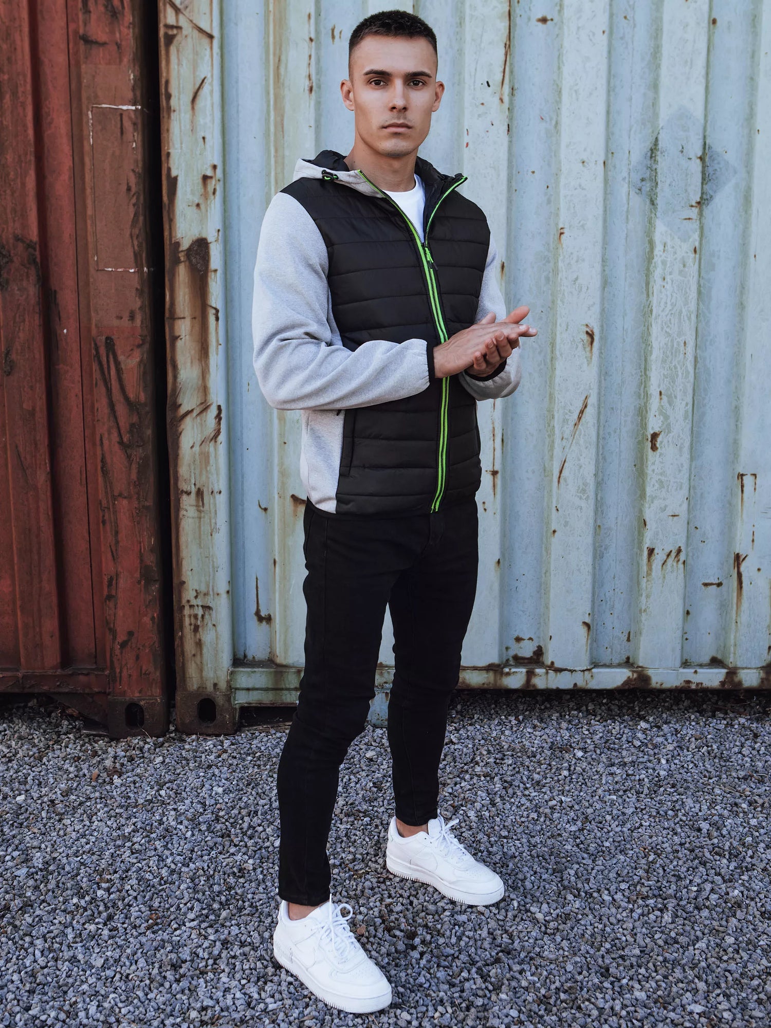 Men's gray jacket with green detail Lucas