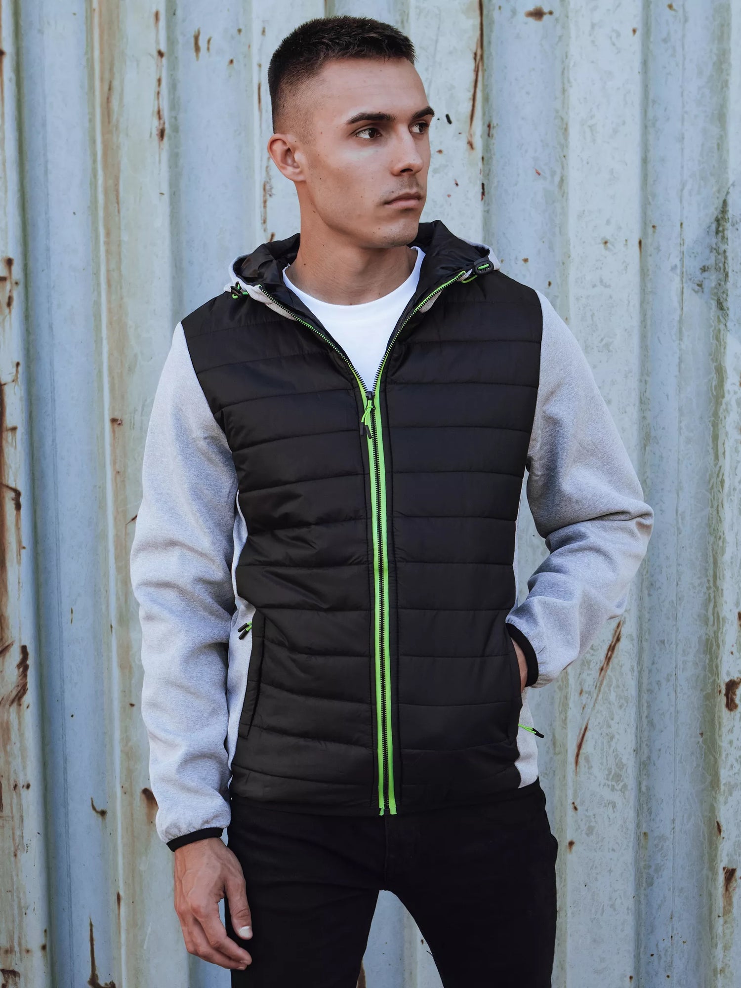 Men's gray jacket with green detail Lucas