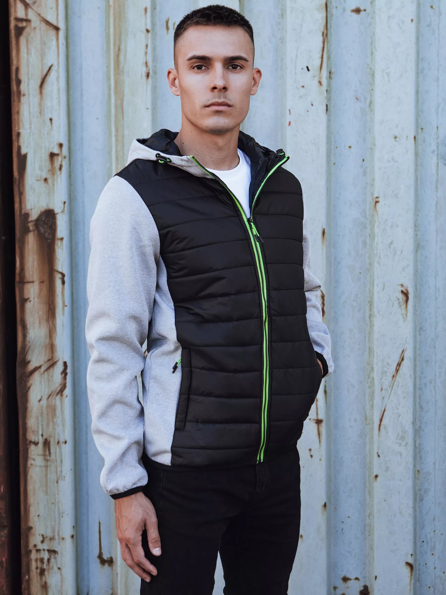 Men's gray jacket with green detail Lucas