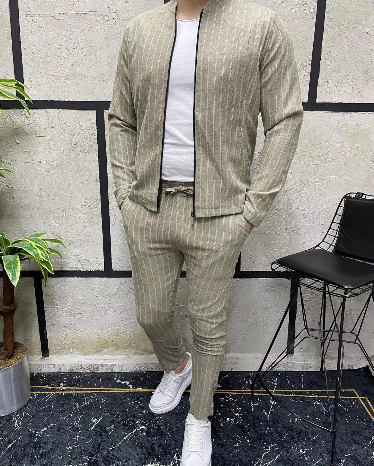 Men's sand-colored casual set Basor