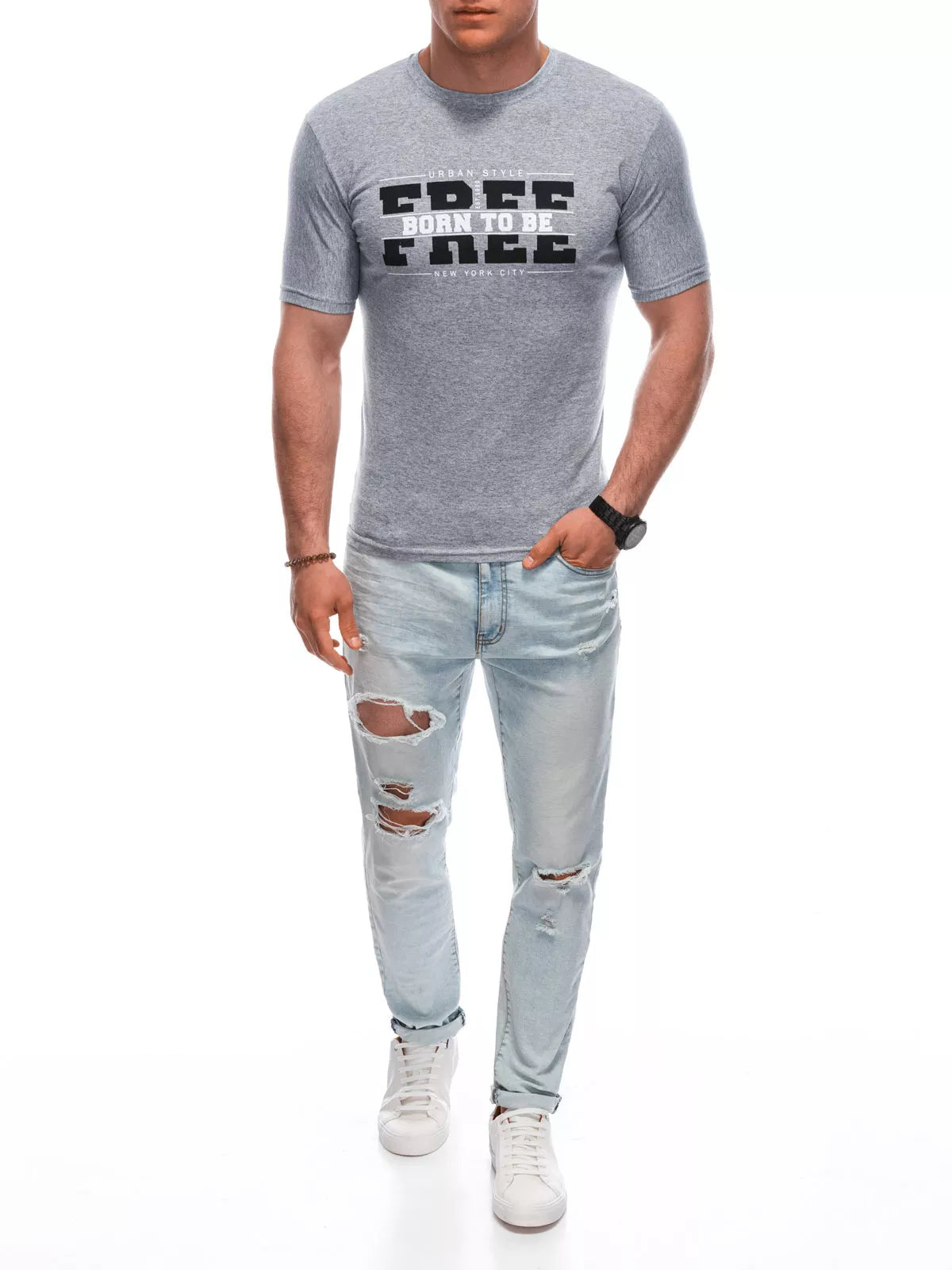 Men's gray T-shirt Free