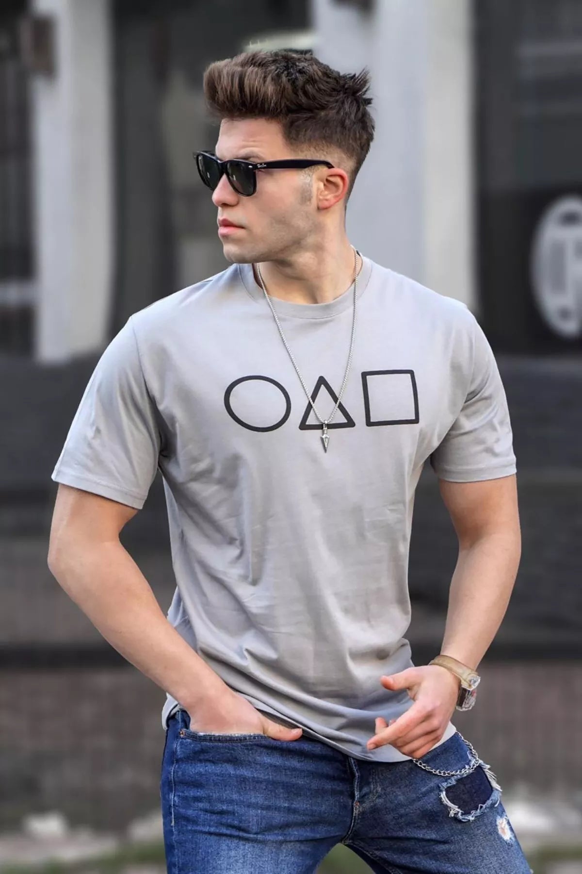 Men's gray T-shirt Game