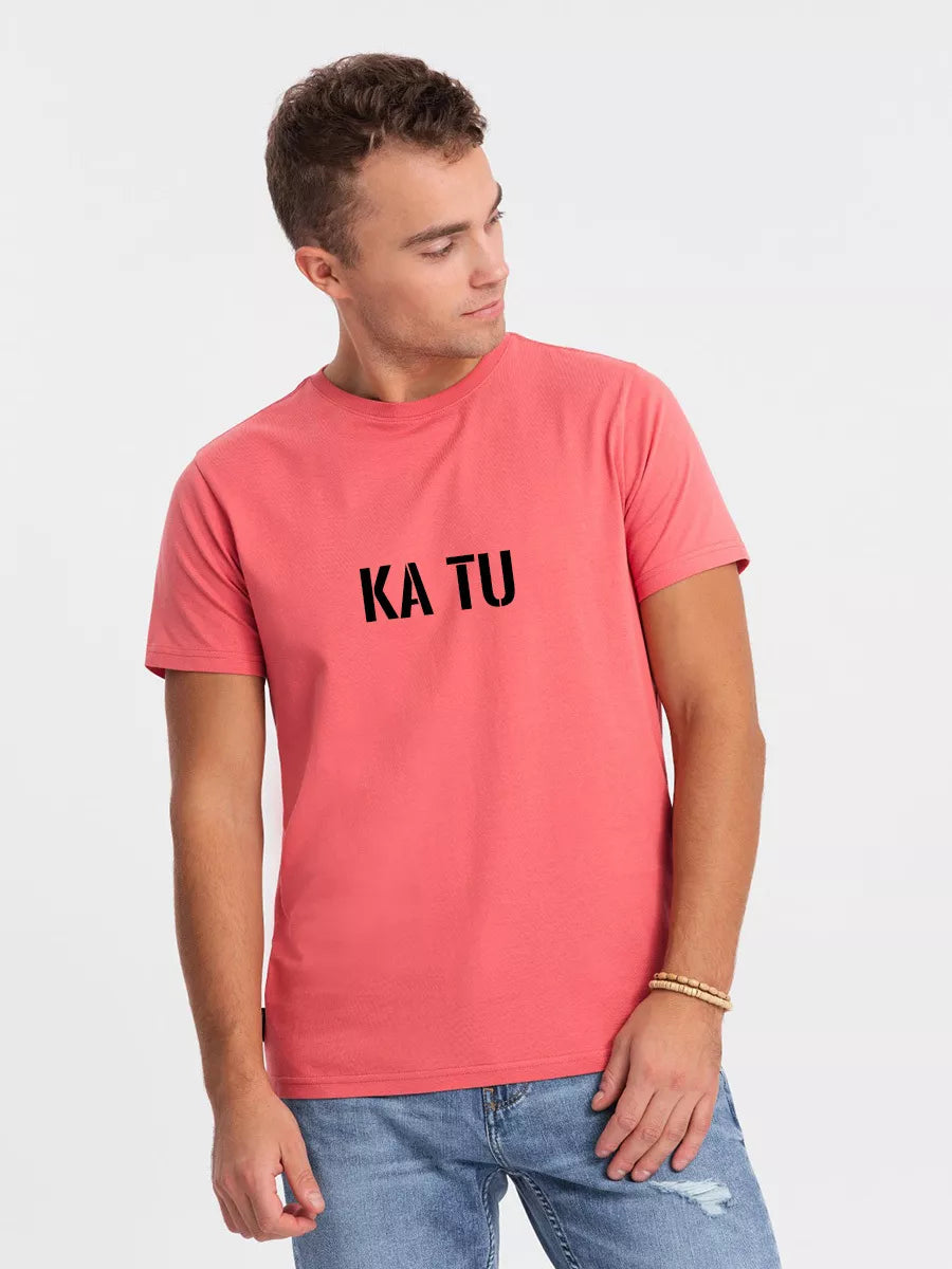 Men's peach T-shirt WHAT ARE YOU?