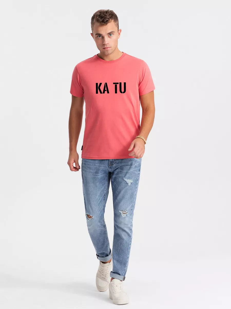 Men's peach T-shirt WHAT ARE YOU?