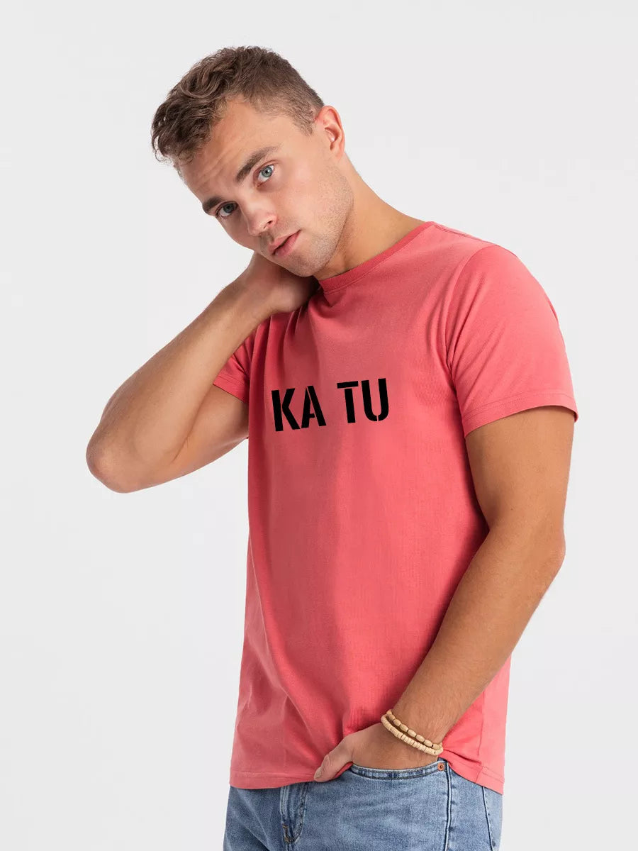 Men's peach T-shirt WHAT ARE YOU?
