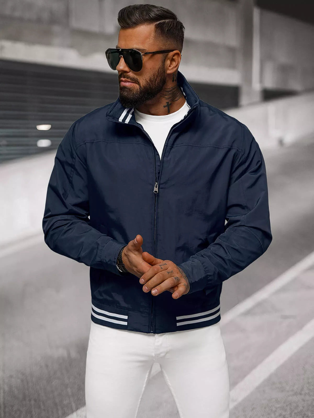 Men's thin dark blue jacket Some