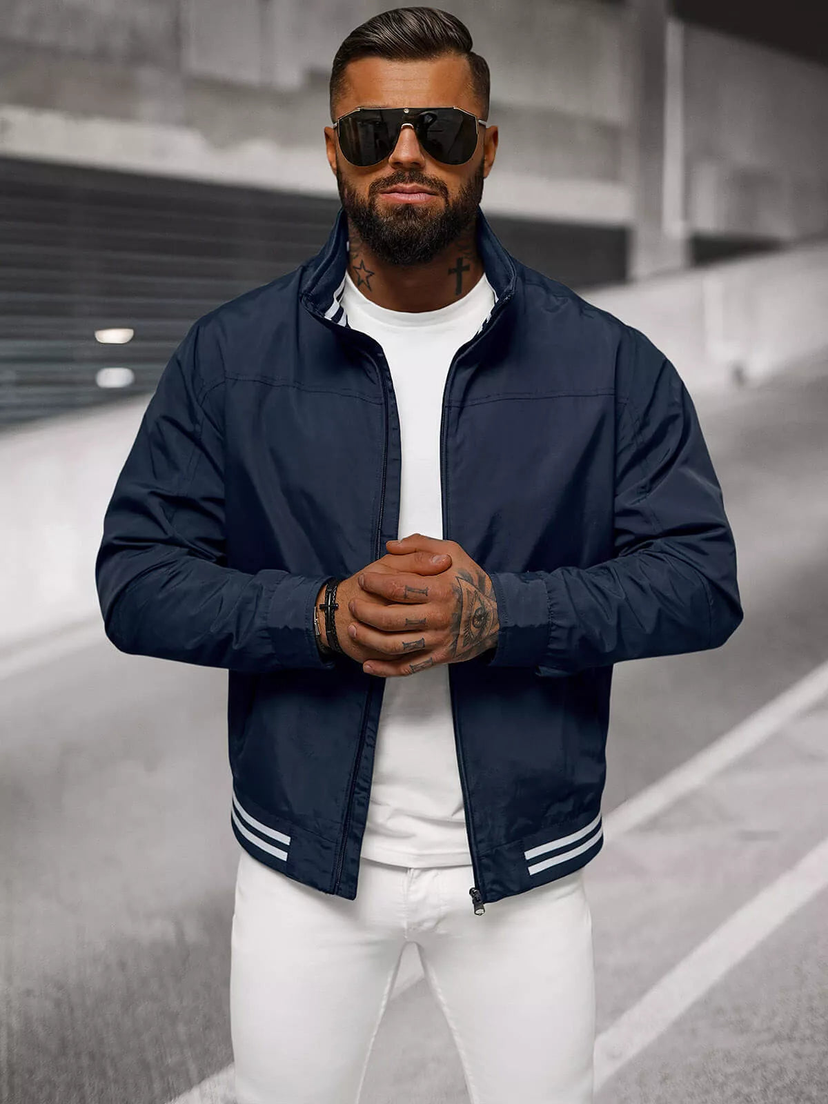 Men's thin dark blue jacket Some